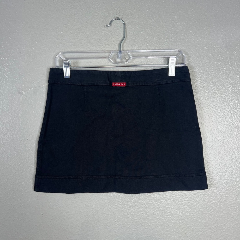 Hard Tail Mini Skirt Size 29 Black Button Front Cotton Y2K Grunge Made in USA - Picture 5 of 6